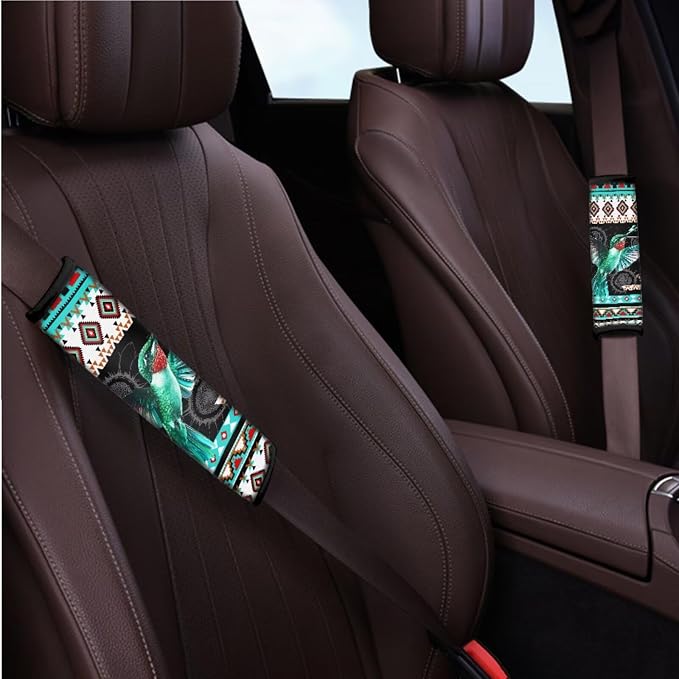 BIGCARJOB Car Seat Covers Full Set 13 Pcs Hummingbird Tribal Car Accessories Set with Seat Belt Pads,Armrest Pad Set,Universal Fit Most Fits Most Cars SUV and Truck