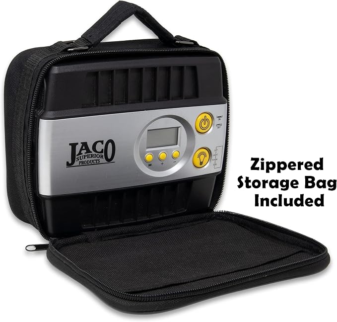 JACO Superior Products SmartPro 12V Tire Inflator Air Compressor (Max 100 PSI) with Lightning S2X Locking Hose Extension Nozzle (Bundle)