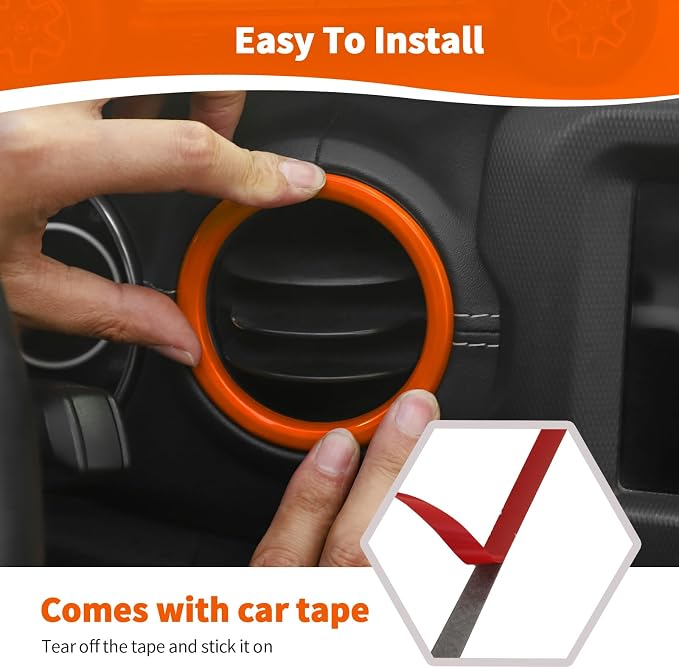 RT-TCZ for Jeep JL Orange Interior Trim Cover Kit for Jeep Wrangler JL JLU 2018-2023 Orange Interior Accessories 20pcs