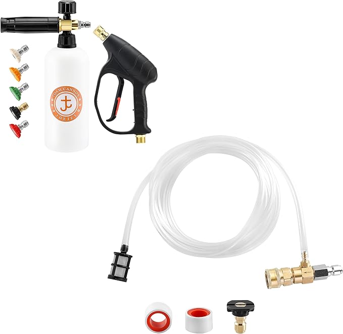 JOEJET Downstream Injector for Pressure Washer, Fixed Chemical Injector Kit with 3/8 Inch Quick Connect, Pressure Washer Gun with Foam Cannon