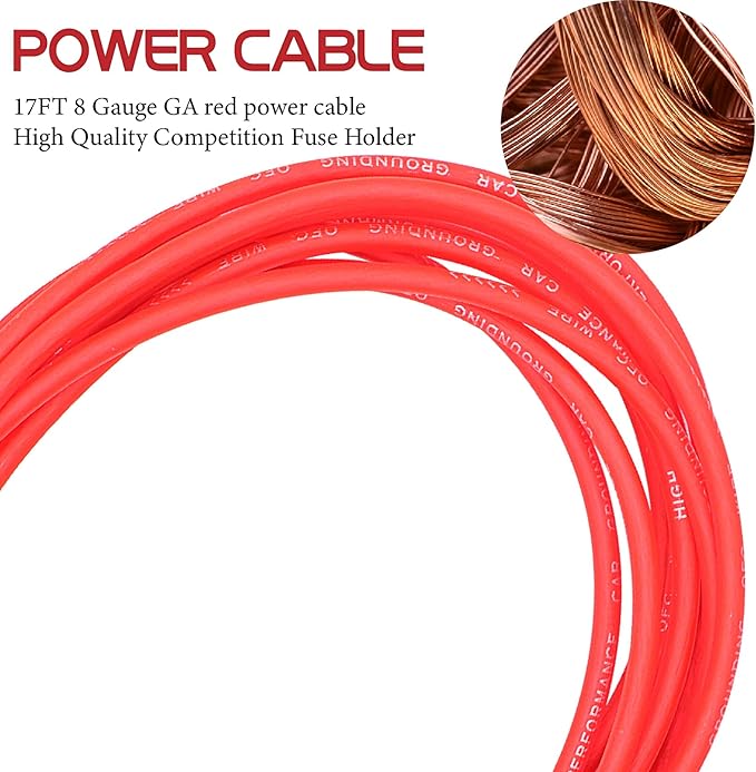 8 Gauge Audio Amplifier Installation Wiring Systems KIT,Make Connections and Brings Power to Your Radio, Subwoofers and Speakers