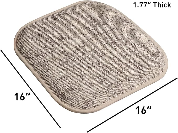 Sweet Home Collection Chair Cushion Memory Foam Pads Honeycomb Pattern Slip Non Skid Rubber Back Rounded Square 16" x 16" Seat Cover, 6 Pack, Broadway Chocolate/Cream