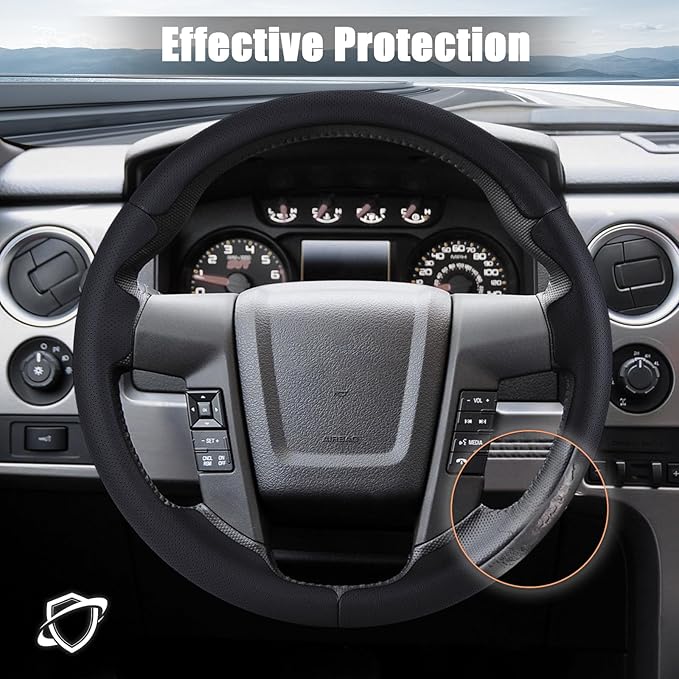 Steering Wheel Cover for Ford F150 2009-2014/Ford Expedition 2015-2017 Custom-fit Car Steering Wheel Cover for Ford Steering Wheel Protector
