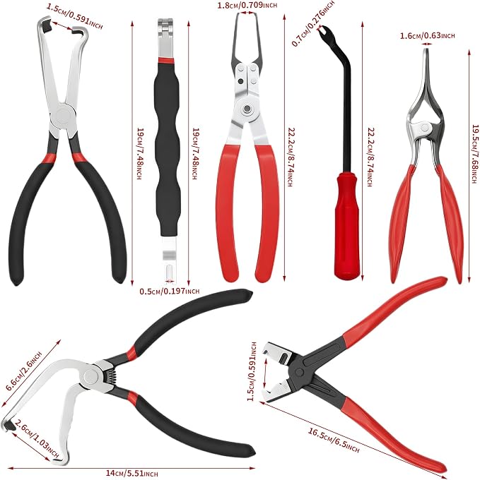 14-Piece Electrical Disconnect Pliers Kit – Straight, 60° & Dual-Head Connector Removal Tools for Push Tab Style Plugs – Car Electrical Repair Tool Set