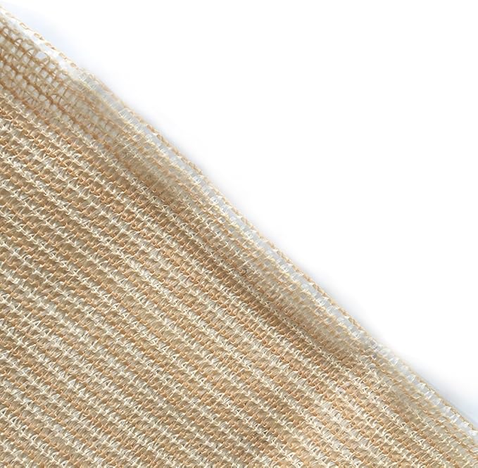 Shatex 90% Sun Shade Fabric, 8x16ft Sun-Block Net Mesh Shade with Clips for Pergola Cover Porch Vertical Screen, Beige