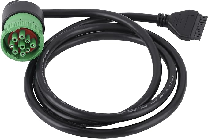 Green 9 Pin J1939 to 10 Pin Cable for PT30 ELD Logging Device Logbook Compliant for ECM w and DOT for Freightliner Trucks ELD Device
