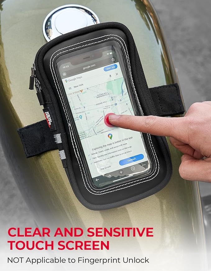 KEMIMOTO Magnetic Motorcycle Phone Case Tank Bag Phone Holder Water-Resistant Breathable Gas Small Phone Bag Case Adjustable Angle Touch Screen Cell Phone Mount Universal up to 6.3 Inch