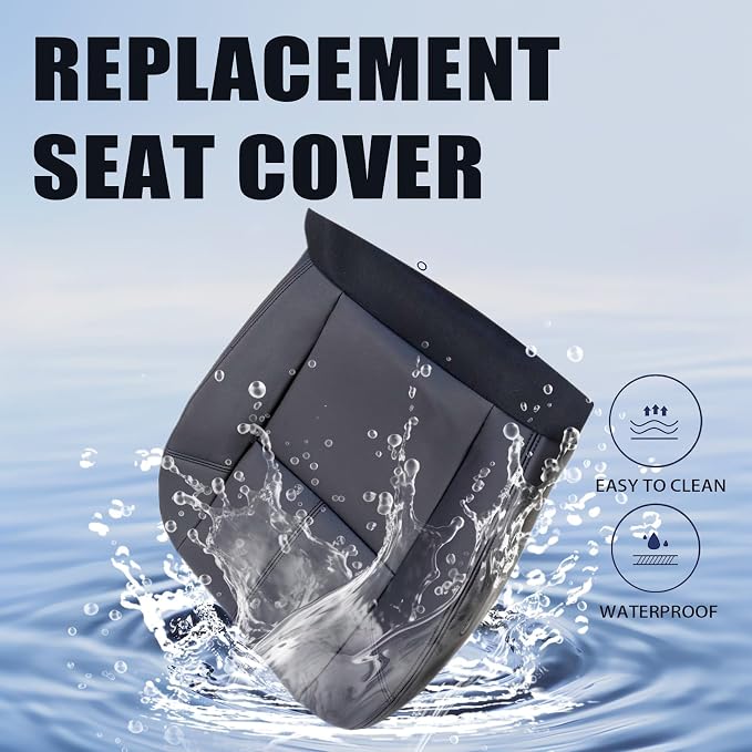 Priprilod Black Driver and Passenger Side Bottom & Top Lean Back Replacement Seat Cover Fit for Chevy Silverado Tahoe Suburban Avalanche GMC Sierra Yukon XL 2007 2008 2009 2010 2011 2012 2013 2014