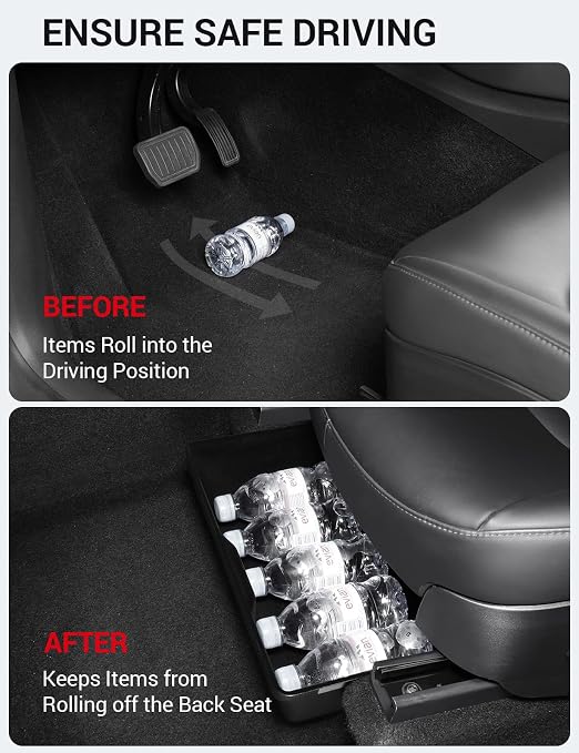 BASENOR Tesla Model Y Trash Can and Tesla Model Y Under Seat Storage Box Organizer