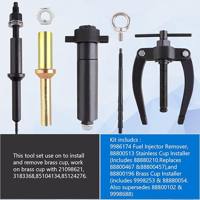 Injector Sleeve, Cup & Nozzle Tool Kit – Fits D11 D13 D16 FM12 & MP7 MP8 MP10 Engines – Replaces 88800387, 88800196, 9986174