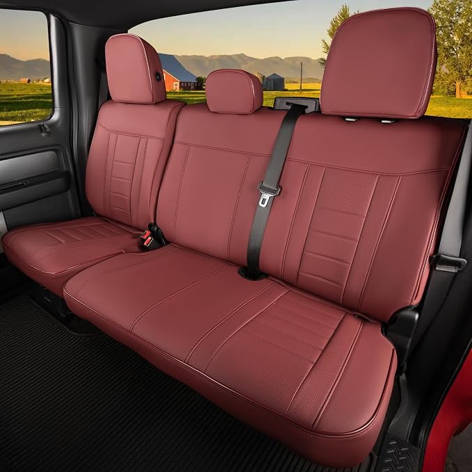HKZ Custom Fit Seat Covers for Ford F150 - Leather Seats Protector (Burgundy, Front Seat Set for 2012-2014,All Models)