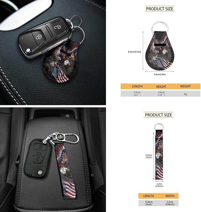18 Pcs American Flag Car Seat Covers Full Set Eagle Steering Wheel Cover+Center Console Pad+Armrest Cover+Seat Safety Belt Pad+Seatbelt Covers+Cup Mats+Keychain,Car Interior Accessories
