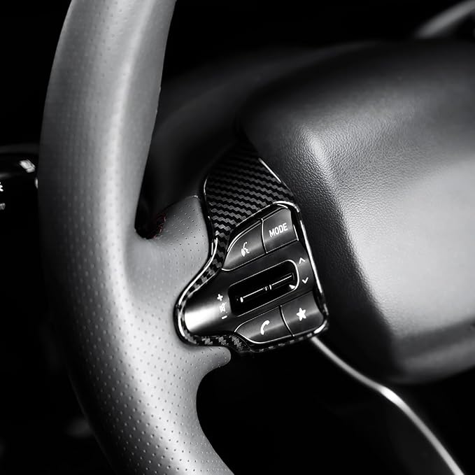 Carbon Fiber Style Steering Wheel Trim Control Button Cover Compatible with Hyundai Veloster JS N line 2019-2022 Hyundai Kona N hyundai i30 2017-2022 Automotive Accessories