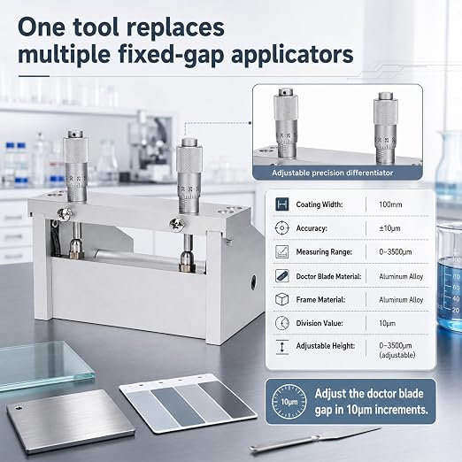 Adjustable Film Applicator Coater, 100mm Film Coating Applicator Precision Micrometer 0-3500um Wet Film Preparation Device for Ink Lab Test