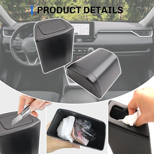 SXCY 2PCS for Toyota RAV4 Trash Can for 2019-2024 2025 Toyota RAV4 Accessories Front Door Side Trash Can [OEM-Fit] Garbage Bin Storage Box Waterproof Leak-Proof Trash Bin w/Lid Odor-Free Storage
