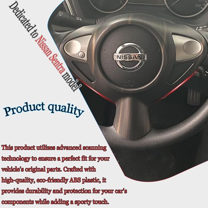 MUXEE Steering Wheel Button Frame,for Nissan Sentra 2016 2017 2018 2019 - ABS Wood Grain Sport Steering Wheel Frame Cover Steering Wheel Button Wrap Accessories