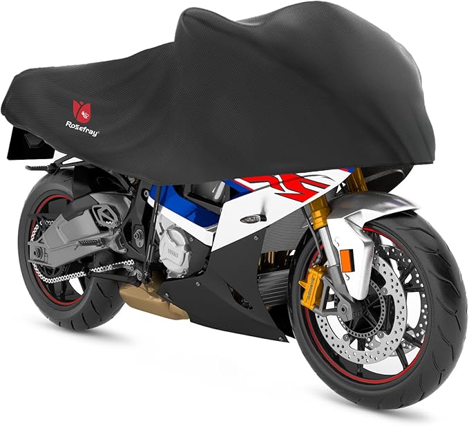Rosefray 420D Motorcycle Half Cover-Outdoor Waterproof All Weather Protection Lightweight Half Cover,Black L Size for Most Touring Models Harley Davidson,Honda Goldwing,Road King Street Glide