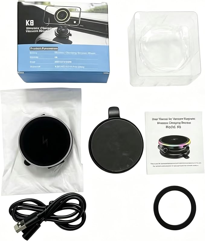 15W Fast Wireless Car Charger Mount, Magnetic Phone Holder for Dashboard & Air Vent, 360 Rotating Foldable Arm, AI Cooling, Strong N52 Magnet & Gel Suction for iPhone 17/16/15, Samsung Galaxy S24