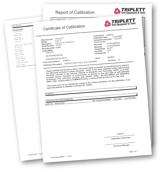 Triplett 9007A High Performance 2000 Count Digital Multimeter with Certificate of Calibration to NIST