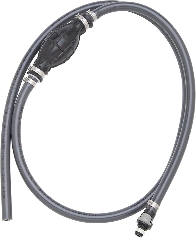 Attwood Universal Marine Fuel Line Kit, EPA Compliant, 6 Feet Long, 3/8-Inch Diameter Hose with Tank Fitting, Sprayless Connestor (Tank-side Fitting), Primer Bulb, 93806UUS7