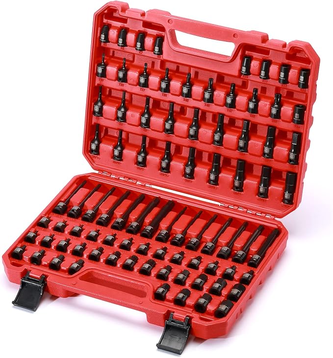 MIXPOWER 3/8" Drive Master Hex Bit Impact Socket Set, Solid One Piece Construction, Chrome Molybdenum Steel, 84 Pieces Set