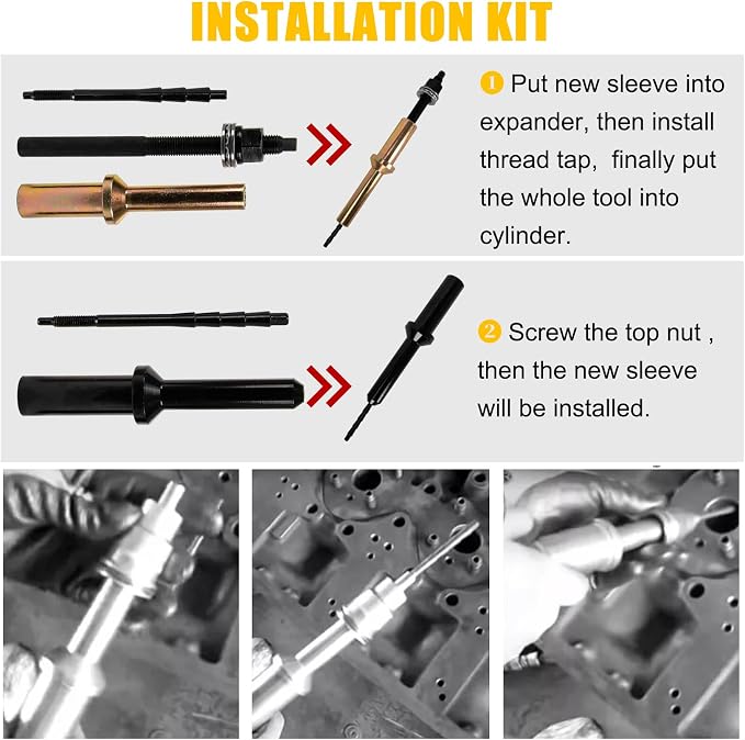 Injector Sleeve Remover Installer Kit for Mack MP7 MP8 D11 D12 D13 Engine | Replce for 9986174 88800387 88800196, heavy-duty steel, truck engine maintenance, removes installs cups without damage