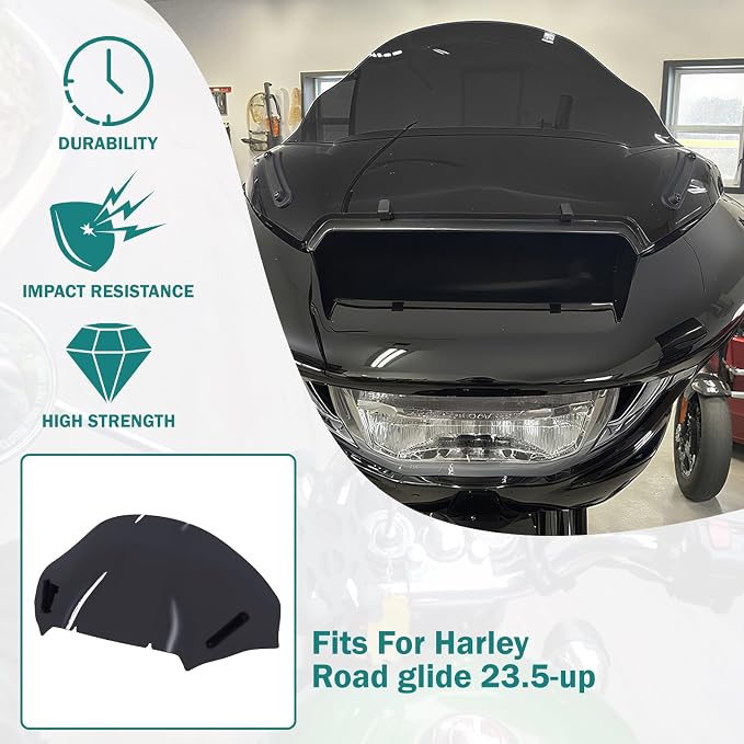 Motorcycle Windshield Windscreen Wind Splitter Fit for Harley Road Glide FLTRXSE 2023-later FLTRX FLTRXSTSE 2024-later for Dual Headlights (Black)