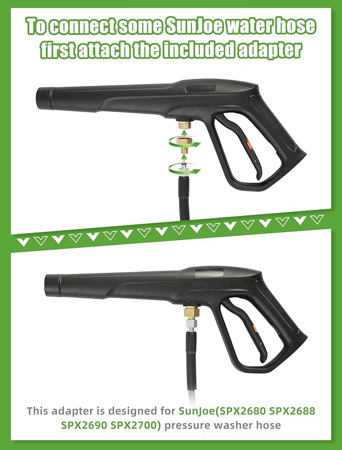 Pressure Washer Gun Set, Max W.P. 2320PSI, B.P. 5000PSI, Replacement for Ryobi Powerstroke Karcher Greenworks, M22-14mm & M22-15mm Fitting, 4 Stainless Steel Nozzle Tips & Holder