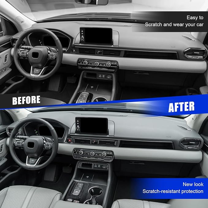 Carbon Fiber Gear Shift Panel Cover & Center Console Panel Cover Compatible with 2023-2026 Honda Pilot