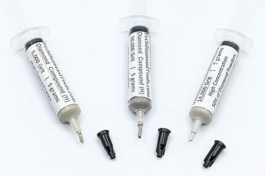 TechDiamondTools Kit of 3 Diamond Polishing Compound Polishing Paste USA Made 5000 14000 50000 Grit for Marble Glass Metal Rock Jewelry Resin Silver Gemstone with High Concentration of Diamond Powder