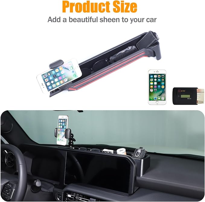 Center Console Dash Organizer Tray Compatible with Toyota Land Cruiser 250 Prado 2024 2025 2026 Navigation Screen Rear Insert Auxiliary Storage Box,Phone Holder Accessories (Style A)