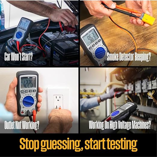 Westinghouse 600V True RMS Auto-Ranging Multimeter with Large Screen and Relative Mode; Measures Voltage Current Resistance Capacitance Frequency Temperature; Incl. Case and 2-Year Warranty.