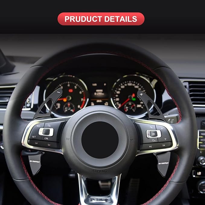 Steering Wheel Shift Paddle Extended Shifter Trim Cover Compatible with Volkswagen VW Golf 7 Scirocco SAGITAR GLI LAMANDO GTS Polo GTI Car Accessories Aluminum Alloy Black