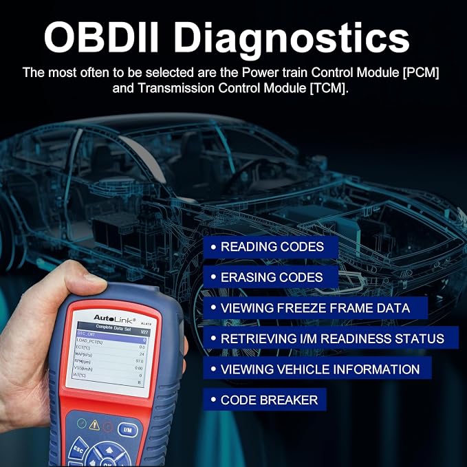 Autel AutoLink AL419 Vehicle OBDII/CAN Code Reader TFT Color Display Clears Codes and resets Monitors Views Freeze Frame Data DTC Definitions VIN