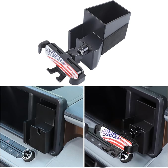 Aunginsy Car Hidden Screen Drawer Organizer with Phone Holder Compatible with Ford Maverick 2022-2024 Center Console Multimedia Display Right Side Panel Storage Box Truck Dash Cubby Insert Accessories