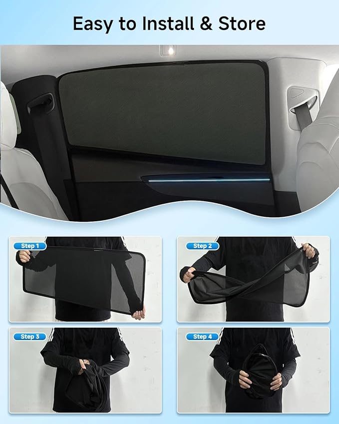 Car Window Shade for Prius Hatchback-No Prius C& V 2010-2015,2 Pack UV & Glare Protection, Breathable Privacy, Insect & Bug Blocker Magnetic Mesh Side Rear Sun Shades for Baby Camping, Napping Travel