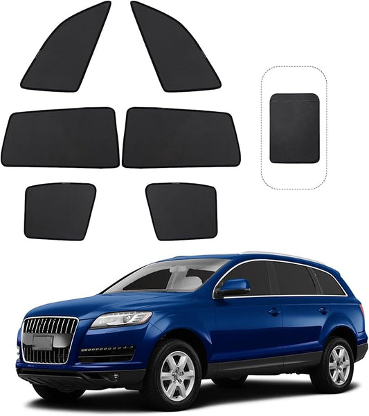 Front Side Half Window Shade Foldable Custom Fit for Audi Q7 2011-2015 Car Window Shades for Side Window Sun Shade UV Protection Heat Insulation for Camping Sleeping 6PCS
