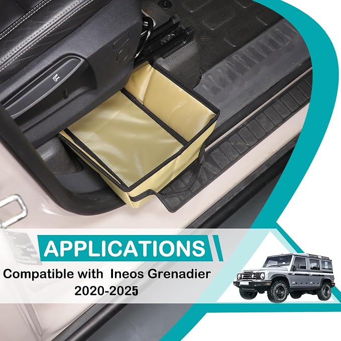 Car Front Under Seat Storage Organizer Compatible with Ineos Grenadier 2020-2025 Oxford Cloth Under Seat Storage Box Interior Accessories， Applicable to both left and right. (Beige)