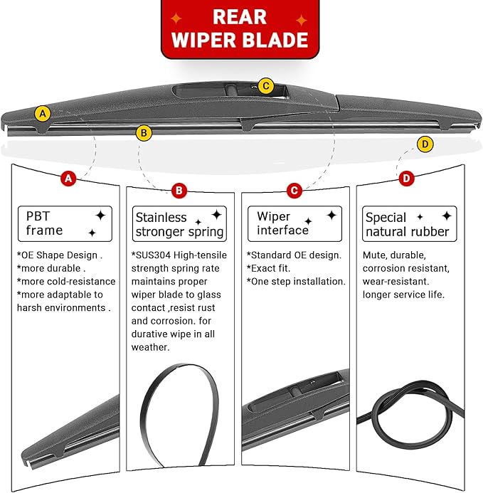 Windshield Wiper Blades Replacement for Nissan LEAF 2011 2012 2013 2014 2015 2016 2017 Original Factory Quality Front Rear Wipers Blade Set for My Car - 26" 16" 10" (Pack of 3)
