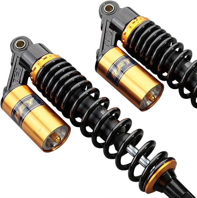 375mm 14.76inch Motorcycle Pair Rear Air Shock Absorbers Fit for Honda Yamaha Suzuki Kawasaki Dirt Bike ATV Scooters Gold & Black