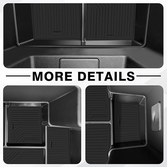 BestEvMod Center Console Organizer Tray Compatible with Chevrolet Silverado EV 2026 2025 2024 Pickup Armrest Storage Box ABS Material with PVC Trim NOT Fit ICE (Bottom)