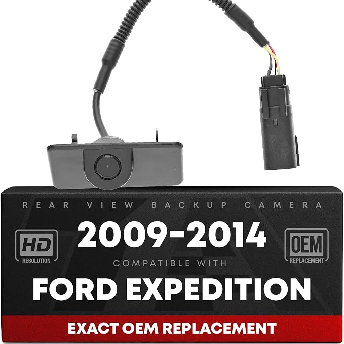 Rear View Backup Camera, Reverse Park Assist - Compatible with 2009-2014 Ford Expedition - OEM 9L1Z19G490B, FO1960116