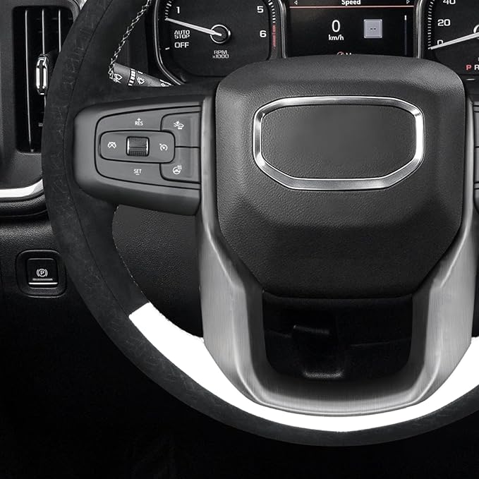 MEWANT Hand Stitch 3D Style Steering Wheel Protector Wrap Cover for GMC Sierra 1500 2019-2023/Sierra 1500 Limited 2022/Sierra 2500 2020-2024/Sierra 3500 2020-2024/Yukon 2021-2023