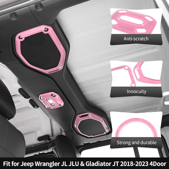 23PCS Full Set Interior Decor Trim Kits Fit for 2018-2023 Jeep Wrangler JL JLU & Gladiator JT 4Door Dashboard Cup Holder Headlight Switch Gear Shift Roof Speaker Map Light Inner Door Bowl Trim