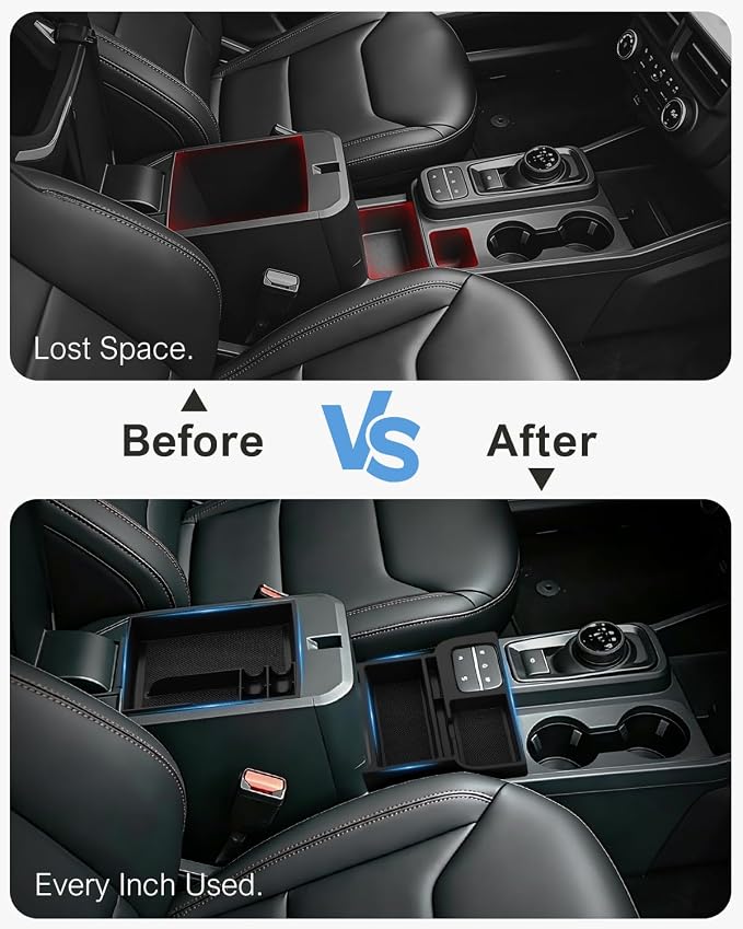 SEVEN SPARTA 3 Pcs Center Console Organizer Set for Ford Maverick 2022-2026 | Package Includes: 1x Front Tray, 1x Upper Console Organizer,1x Lower Deep Bin