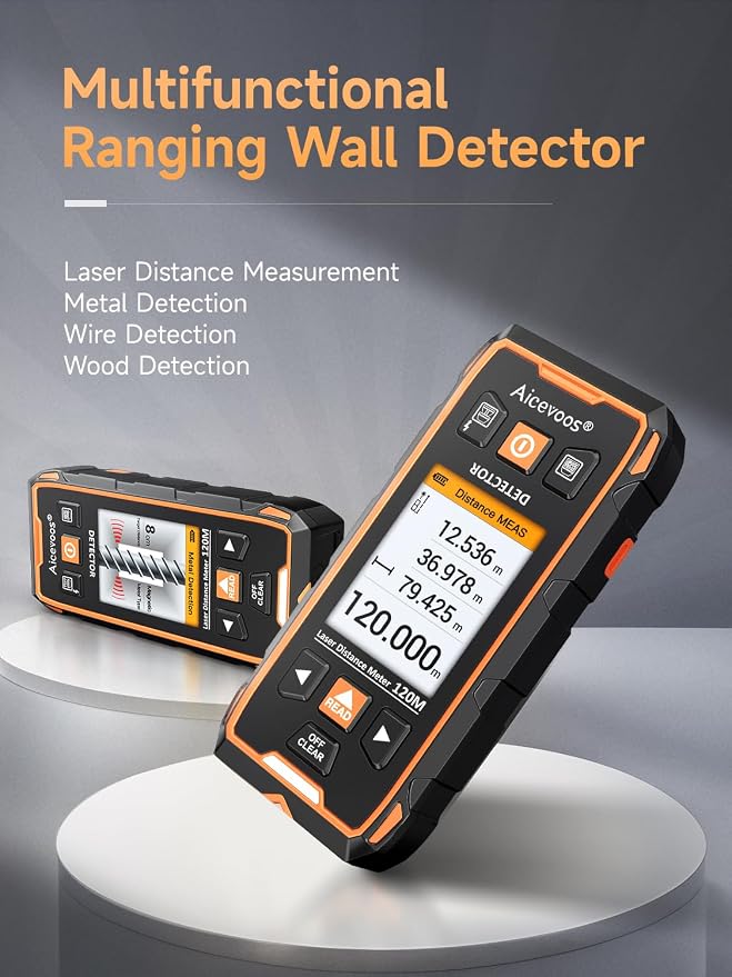 Stud Finder Wall Scanner - Stud Finder Tool w/Intelligent Microprocessor Chip, Stud Detector Beam Finders and Laser Measure for the Center and Edge of Wood AC Wire Metal Studs Joist Pipe