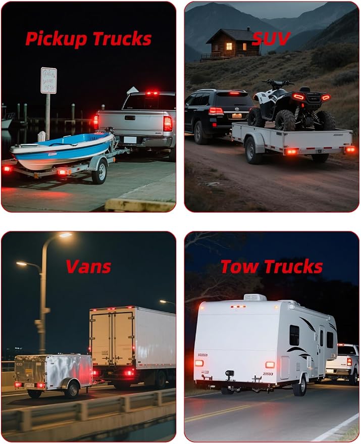 Wireless Trailer Lights Kit Magnetic, LED Wireless Tail Lights for Trailer with Strong Magnet and Rechargeable Battery, IP67 Waterproof, Portable Tow Light Set for Trucks, RVs, Boats, Campers