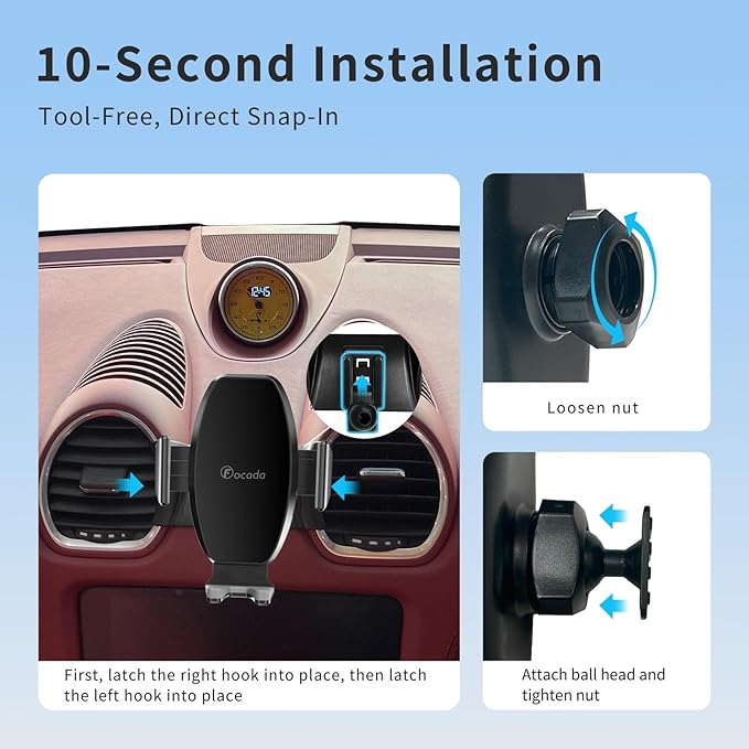 Car Phone Mount for Porsche 718 Cayman Boxster 2017-2025,Vehicle-Specific Air Vent Phone Holder,Hands-Free 360° Rotation Cell Phone Mount,Does Not Block Air Vent, Porsche 718 Interior Accessories