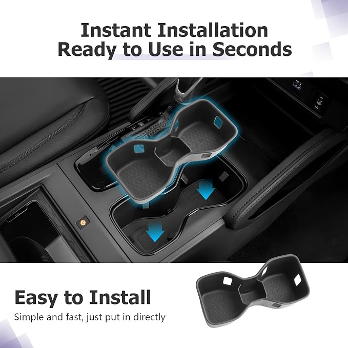 LUWU 2025 2026 Frontier Center Console Cup Holder Compatible with 2022 2023 2024 2025 2026 Nissan Frontier Premium TPE Cup Holder Spill-Proof, Easy Install & Clean, Black Interior Accessories
