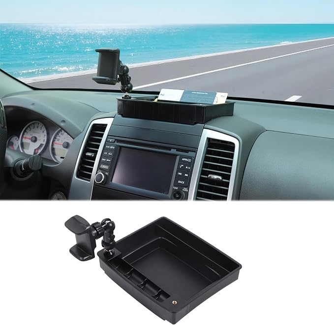 Dash Organizer Tray with Phone Holder Compatible with Nissan Frontier 2009-2017,ABS Car Dashboard Storage Box Organizer Holder Tray Mobile Phone Mount Interior Accessories (Style-B)